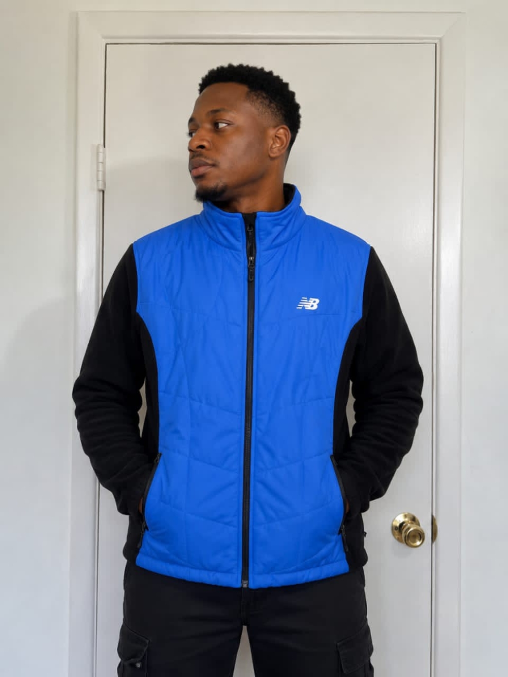New Balance Men’s Royal Blue and Black Quilted Puffer Jacket • (Men's XL)